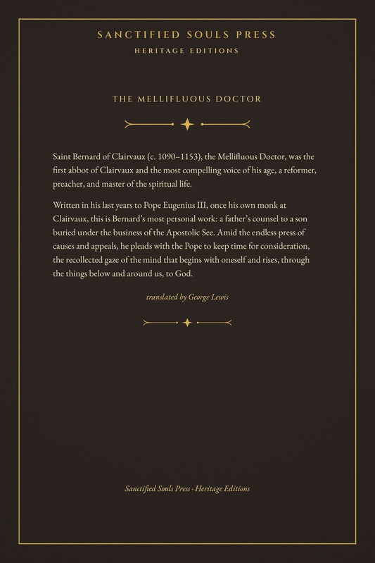 On Consideration by Saint Bernard of Clairvaux, back cover