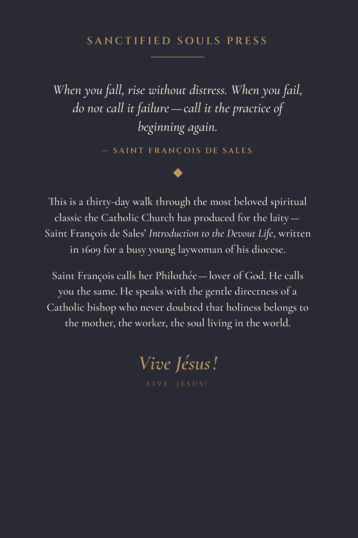 Introduction to the Devout Life, back cover