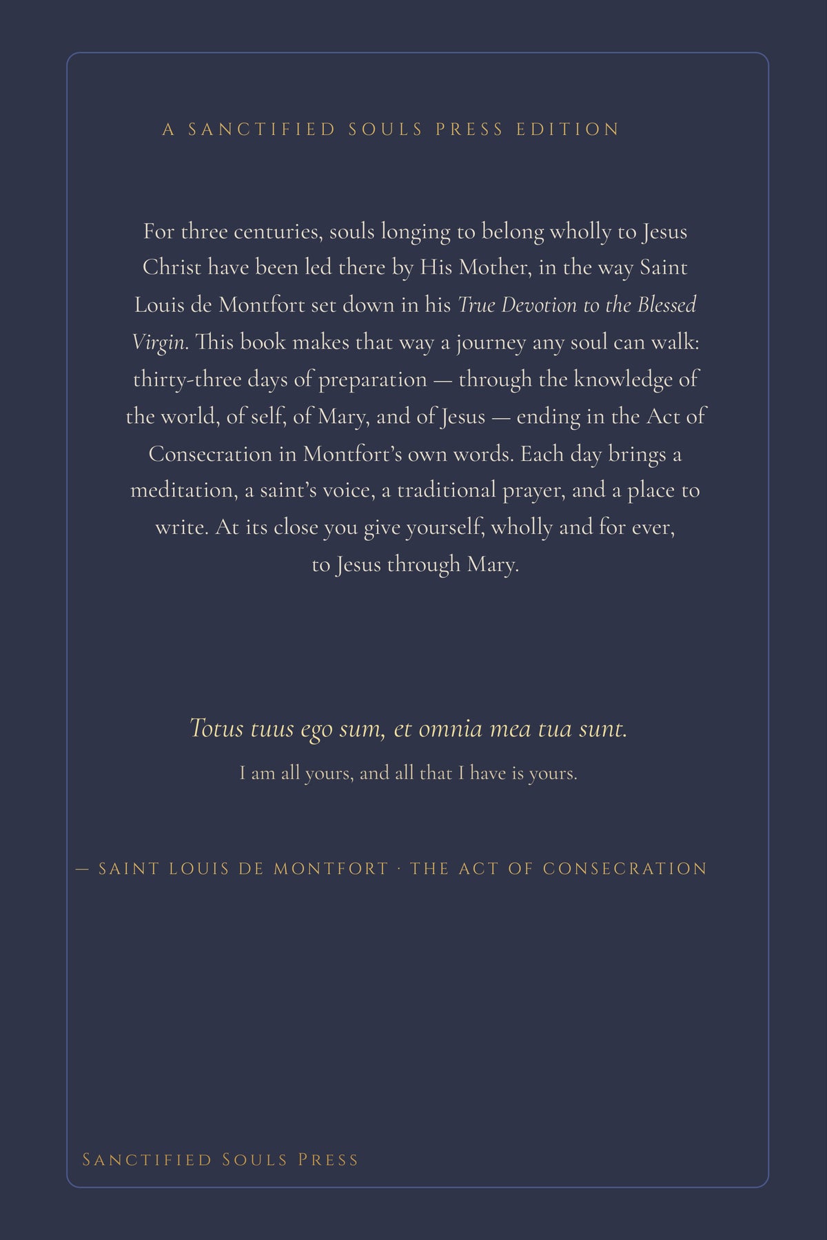 The Reign of Jesus through Mary, back cover