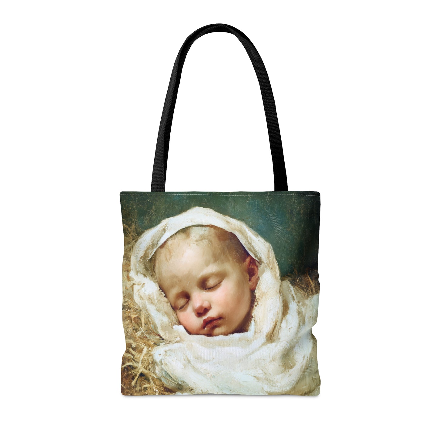 The Christ Child Resting in the Silence of the Manger - Tote Bag - Large Medium Small Faith Art Bag - Catholic Faith Purse