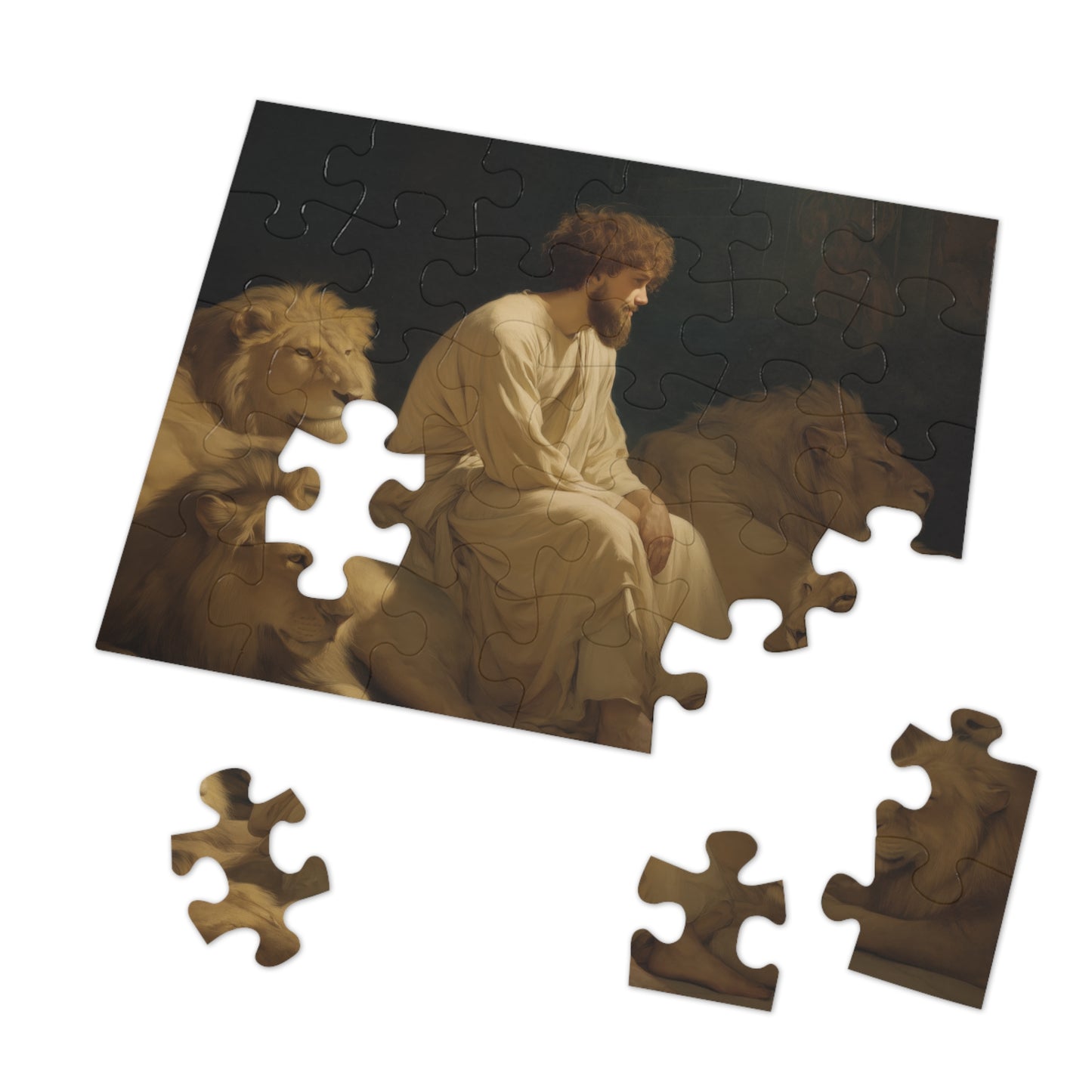 Faith Amid the Beasts - Daniel in the Lions Den- Bible Story - Puzzle and Keepsake Tin - Religious Jigsaw Puzzle (30, 110, 252, 500,1000)