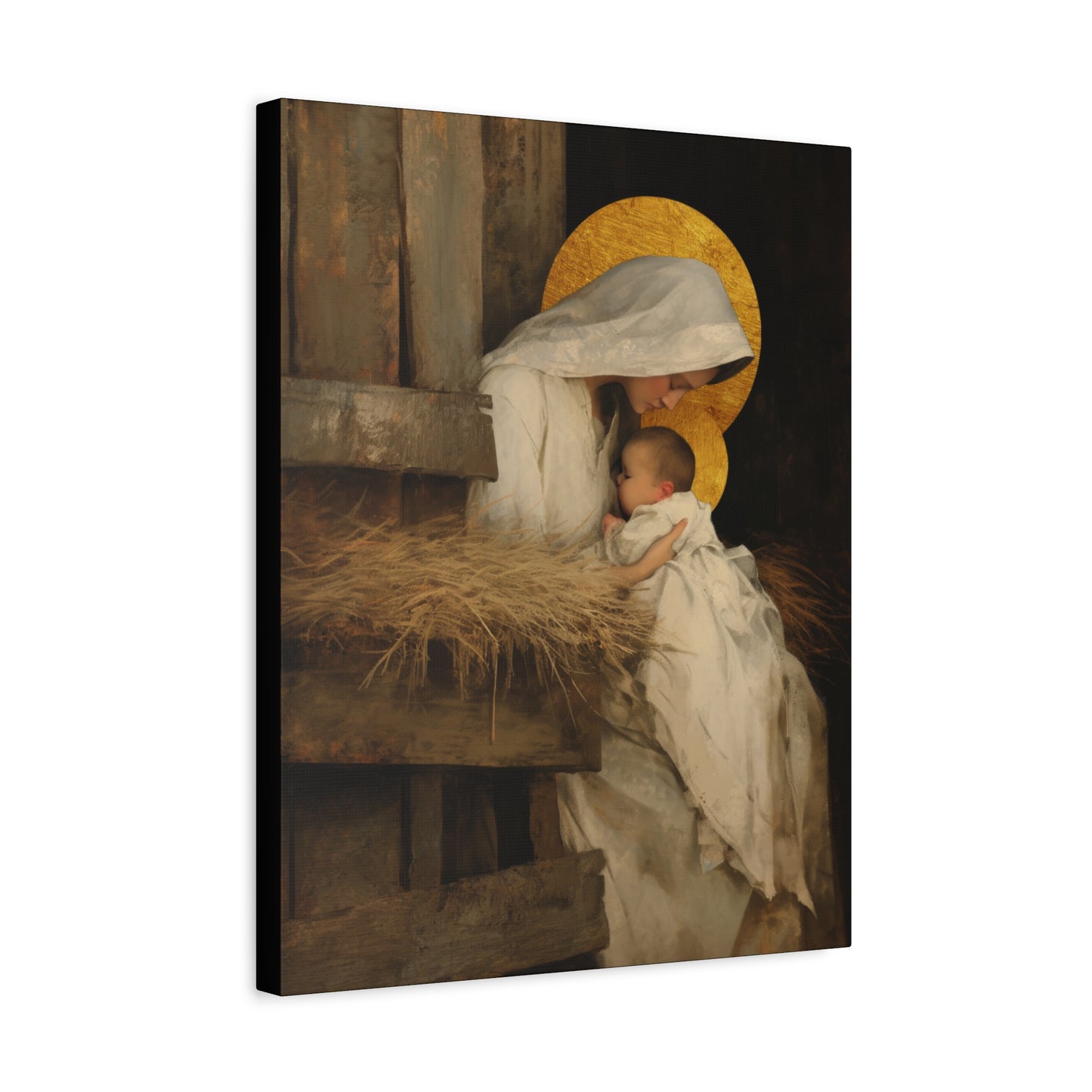 Our Lady of the Manger - Mother Mary and the Christ Child - Gallery Wrapped Canvas - Print - Religious Art for your Home - Catholic