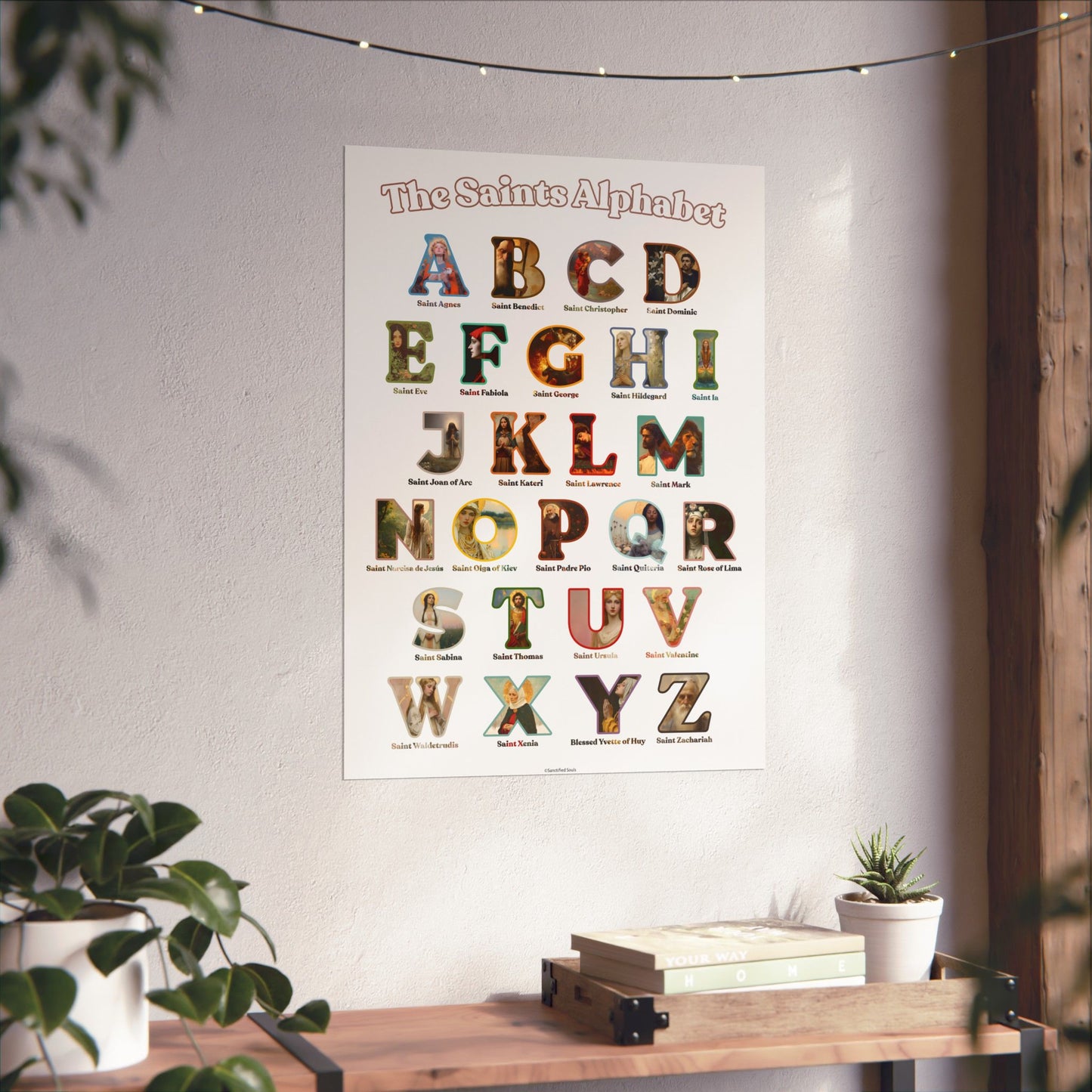 Catholic Saints ABC Print - Alphabet Poster - A to Z Saints Wall Art - Catholic Saints Chart- Classroom / Homeschool - Saints of the Church