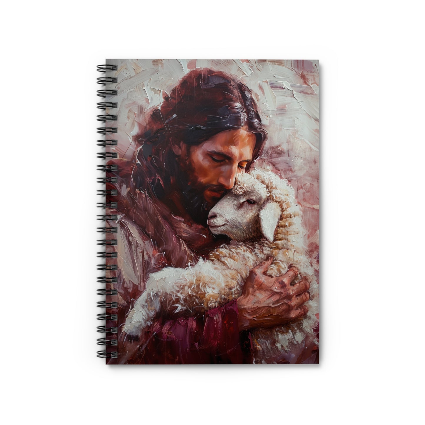 Jesus and the Little Lamb - Sanctified Souls Art - Religious - Spiral Notebook - Ruled Line - Catholic Religious art - Christian Jesus Art
