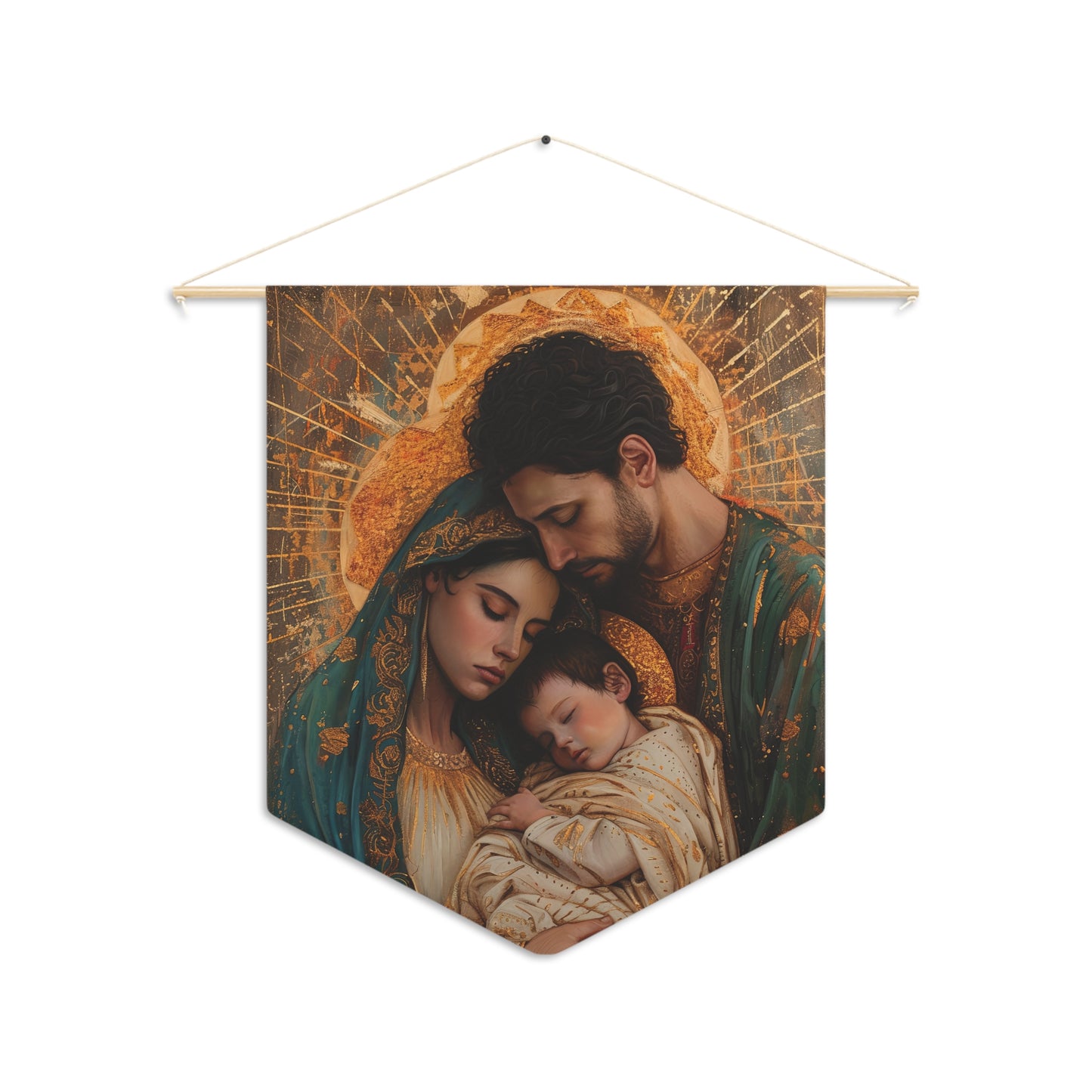 Divine Harmony - The Holy Family Wall Banner / Wall Hanging - Prayer room art - Catholic - Large Saint Art - 18" x 21" - Jesus, Mary, Joseph