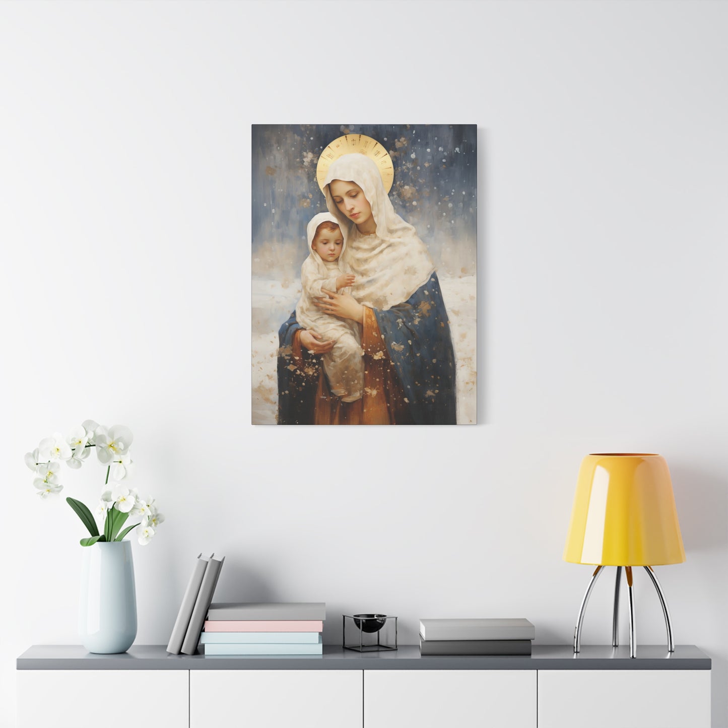 Winter's Grace : Our Lady of the Snows Canvas Print - Multiple Sizes - Catholic Home art - Gallery Wrapped Canvas - Sanctified Souls Print