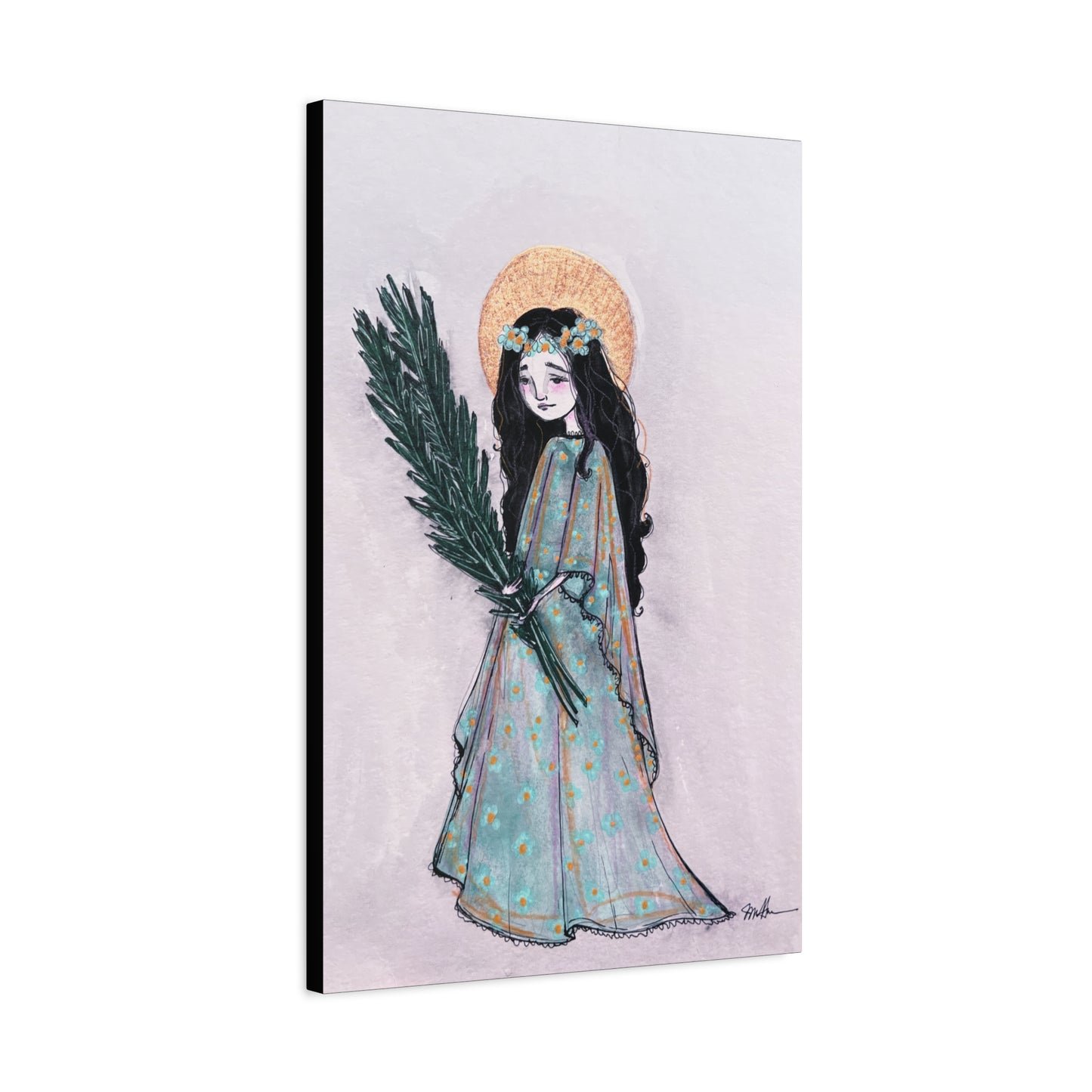Saint Faith Canvas Print - Hand-Drawn Art - Catholic Print | Faith Hope and Charity Sacred Art | Sanctified Solocosmo Religious Artwork