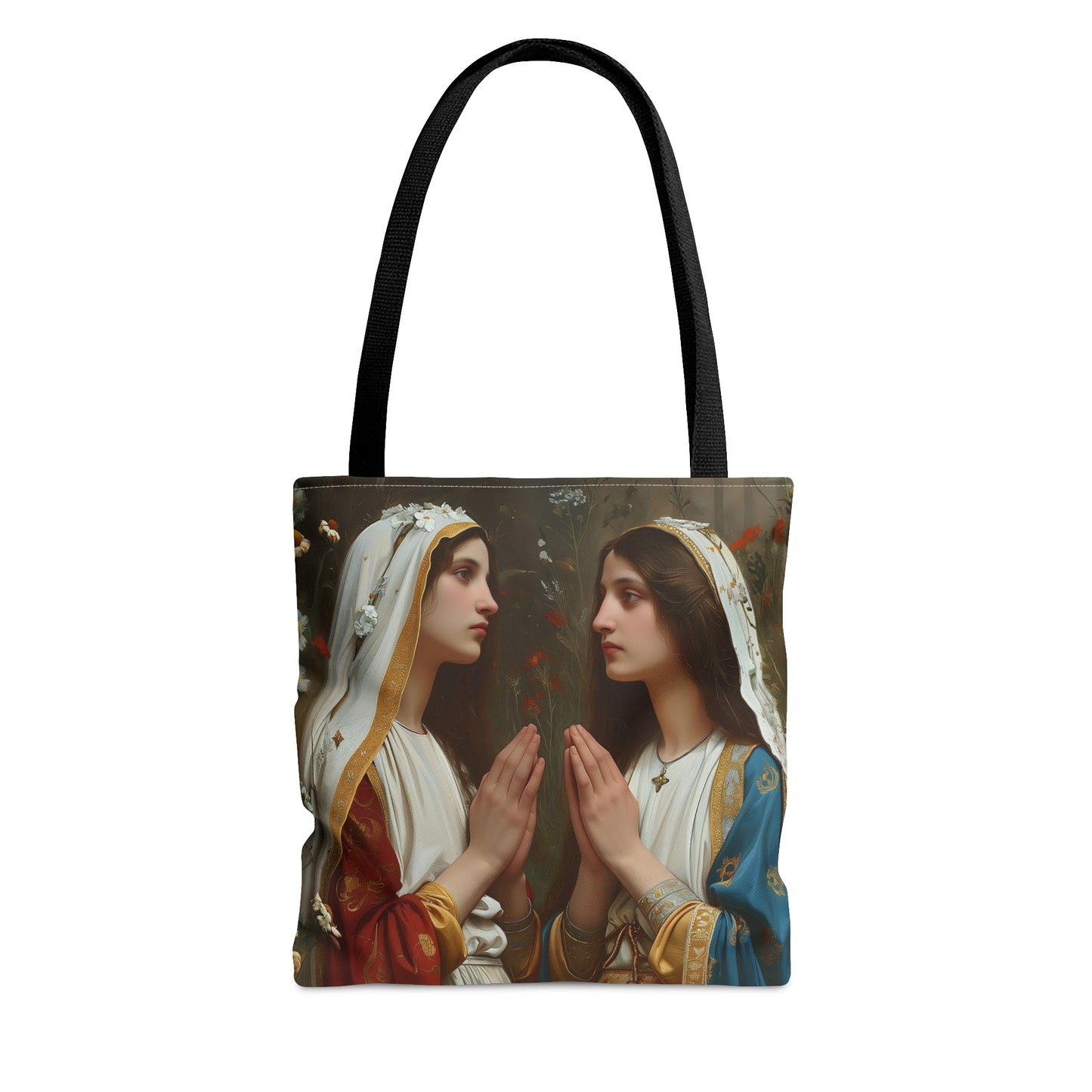 Saints Emiliana and Trasilla Tote Bag - Large Medium Small Faith Art Bag - Re usable Tote Purse - Double Sided - Catholic Art Bag