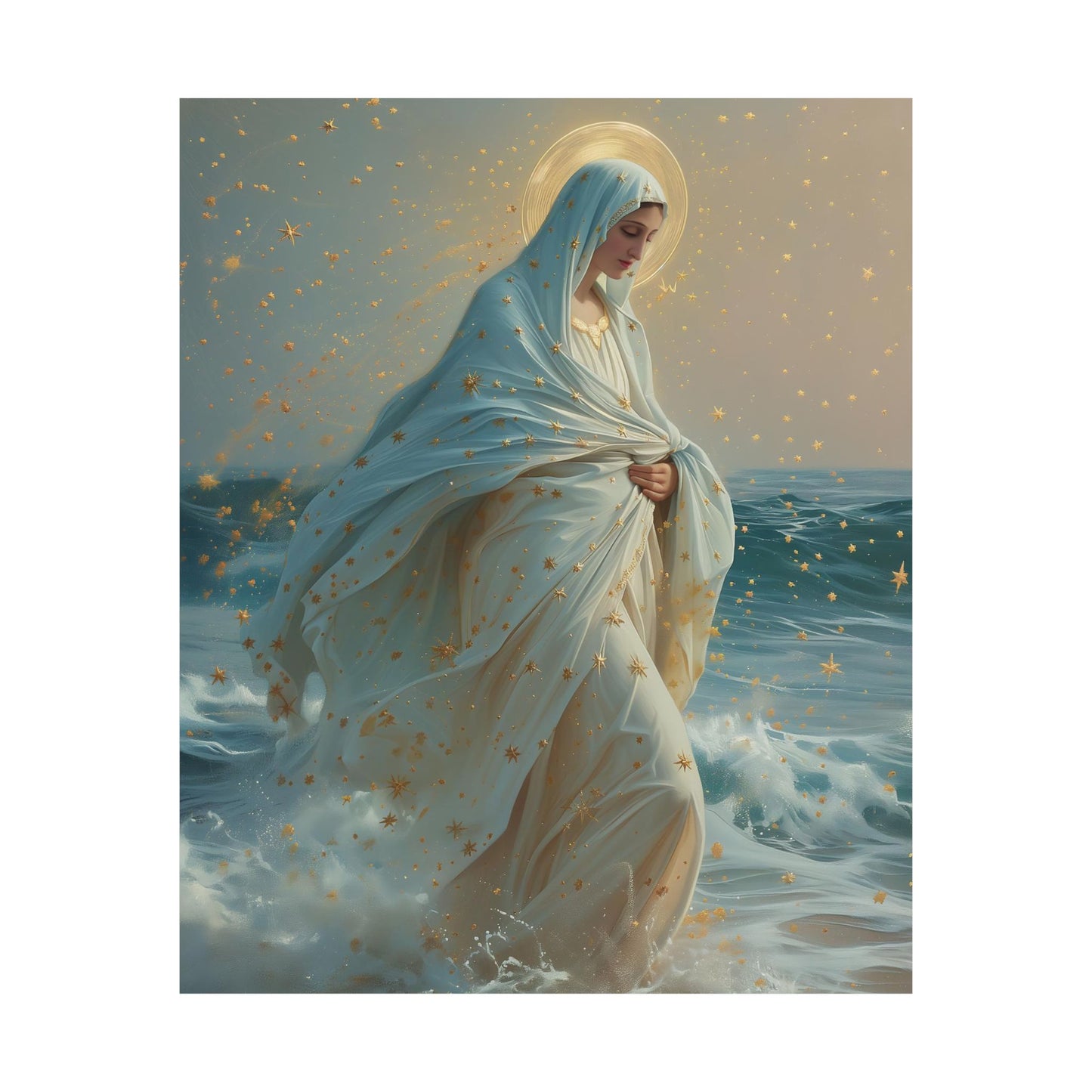 Guiding Light - Our Lady, Star of the Sea Oval Necklace - Sanctified Souls - Multiple Sizes - Premium Matte Posters - Religious Art Poster