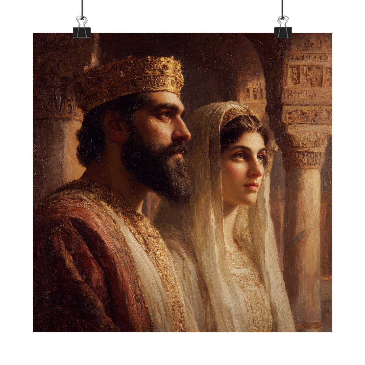 King Xerxes and Queen Esther - Sanctified Souls Print - Multiple Sizes - Premium Matte Vertical Posters