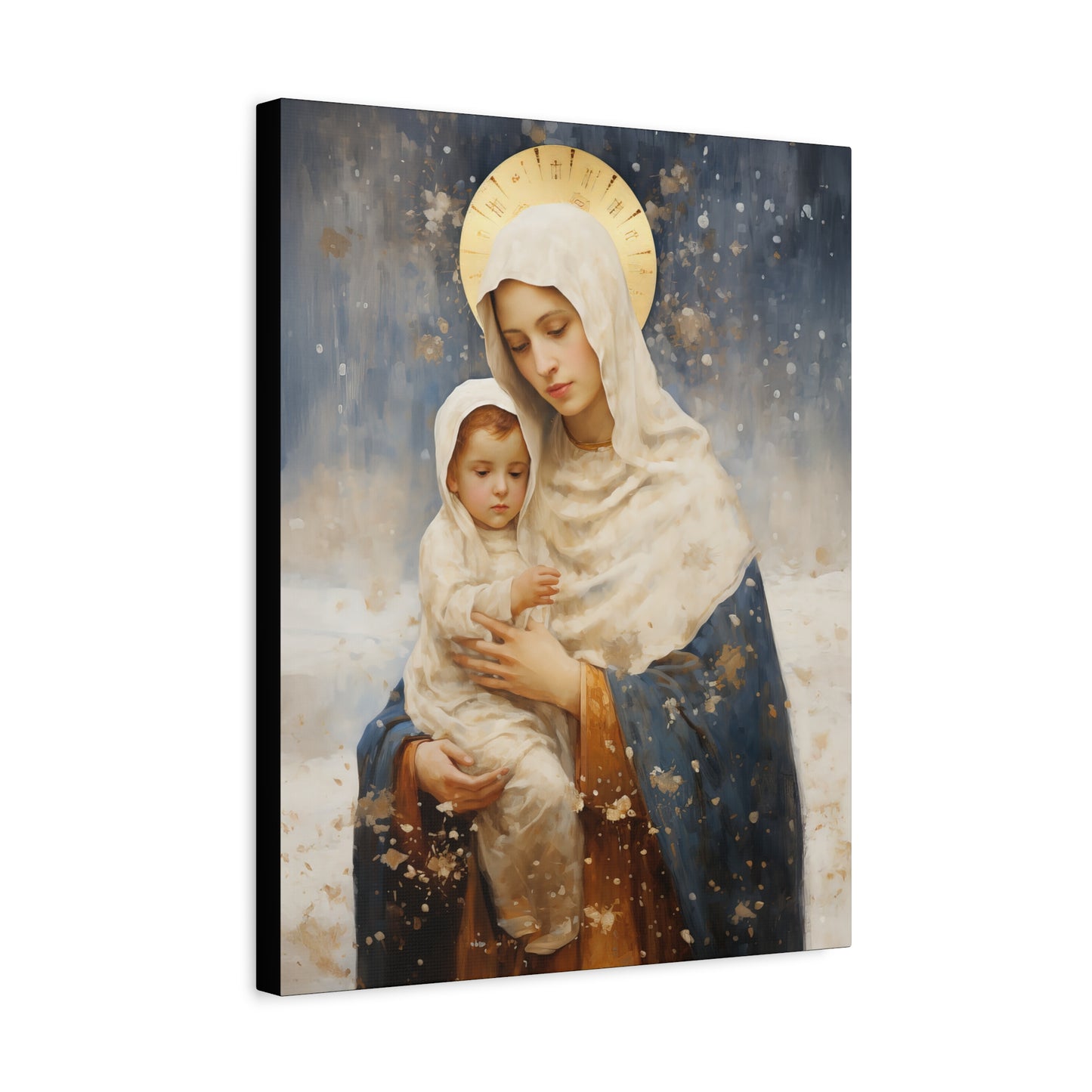 Winter's Grace : Our Lady of the Snows Canvas Print - Multiple Sizes - Catholic Home art - Gallery Wrapped Canvas - Sanctified Souls Print