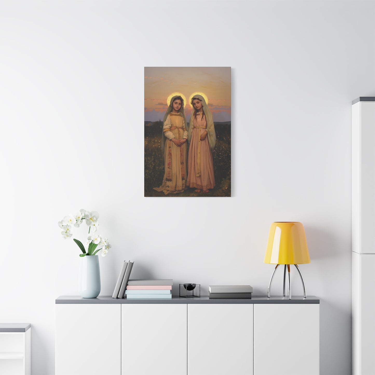 Saints Nunilo and Alodia - Museum Wrapped Canvas - Print - Religious Art for your Home - Christian print - Prayer Room Catholic Saint