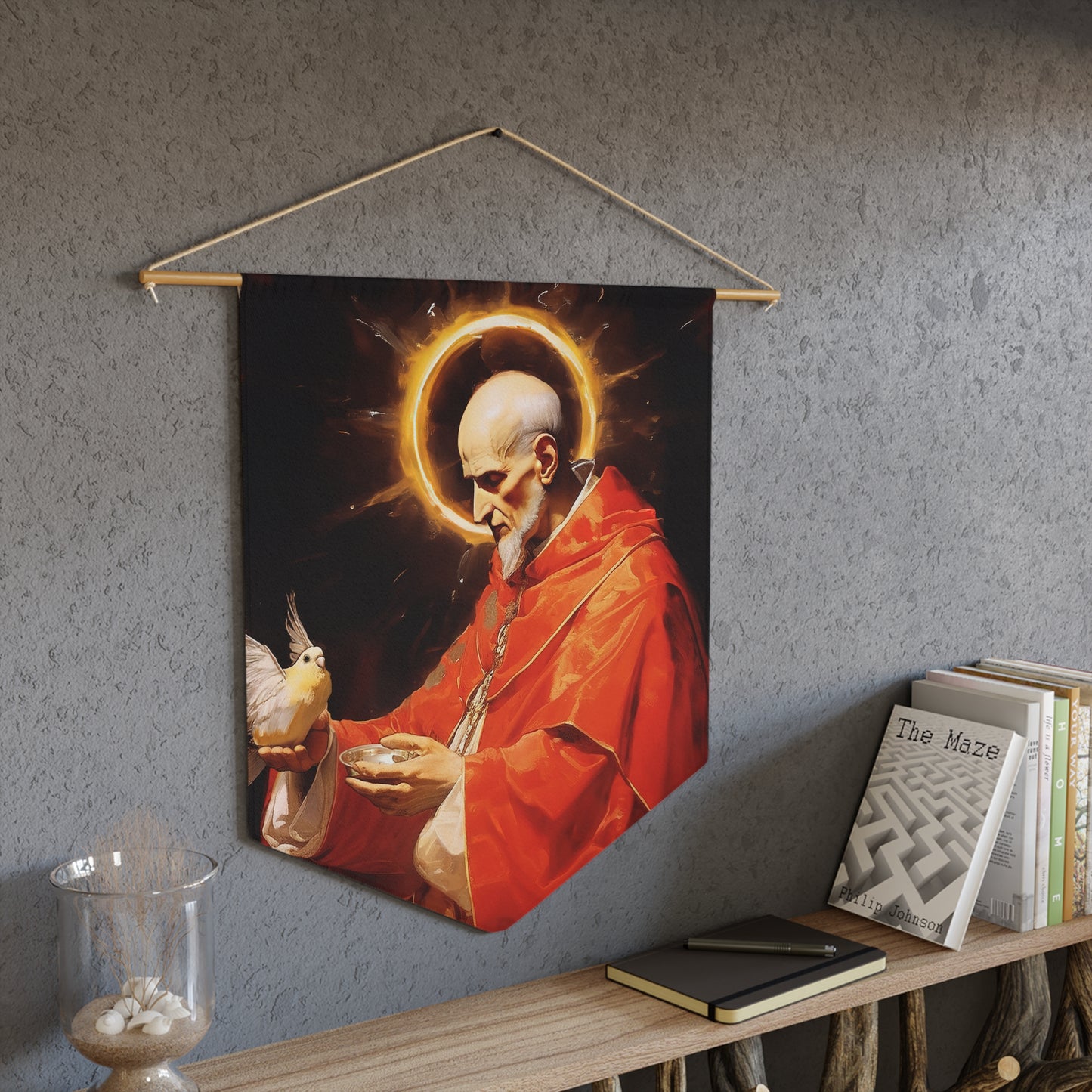 Pope Saint Gregory the Great Wall Banner / Wall Hanging / Pennant - Prayer room art - Catholic Home - Saint Art for your home - 18" x 21"