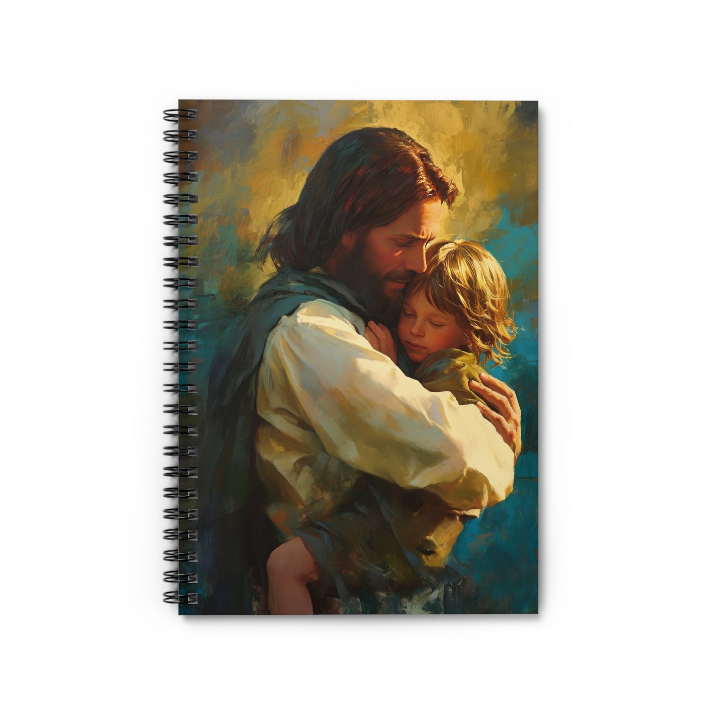Christ's Compassionate Embrace - Christ and Child - Sanctified Souls Art - Religious - Spiral Notebook - Ruled Line - Catholic Religious art
