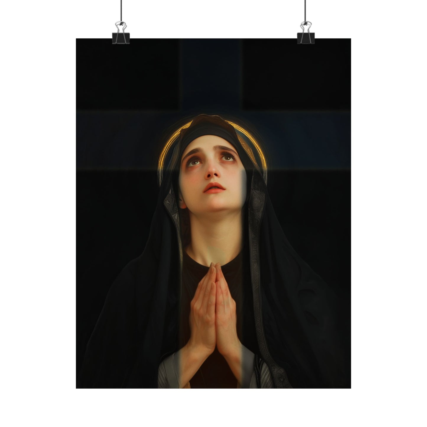 Our Lady of the Cross - Mother Mary  - Our Lady of the Crucifix - Marian Art  - Sanctified Souls Print - Multiple Sizes - Premium Posters