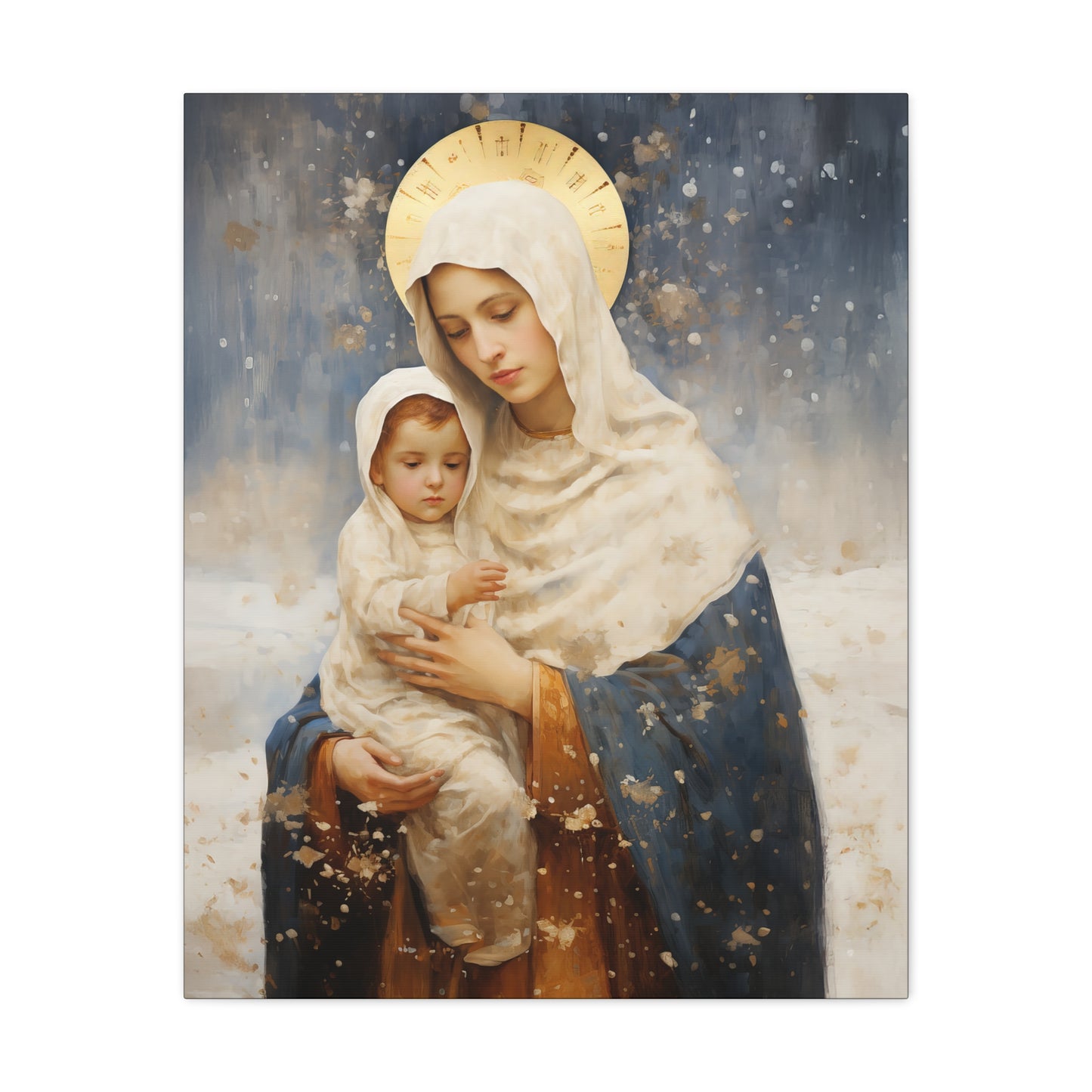 Winter's Grace : Our Lady of the Snows Canvas Print - Multiple Sizes - Catholic Home art - Gallery Wrapped Canvas - Sanctified Souls Print