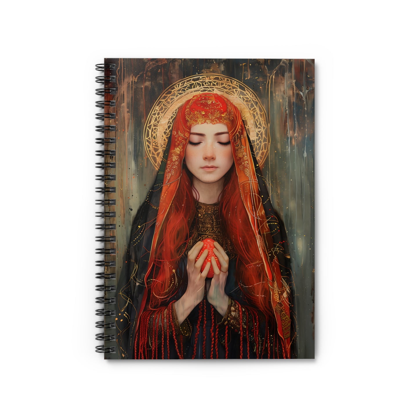 Devotion of Mary Magdalene - Saint Mary Magdalene and the Red Easter Egg - Sanctified Souls Art - Religious - Spiral Notebook - Ruled Line