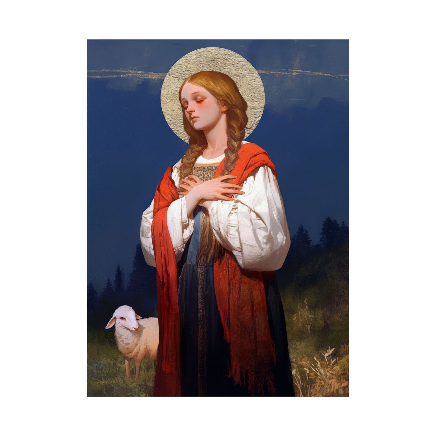 Saint Genevieve - Sanctified Souls Print - Multiple Sizes - Premium Matte Vertical Posters