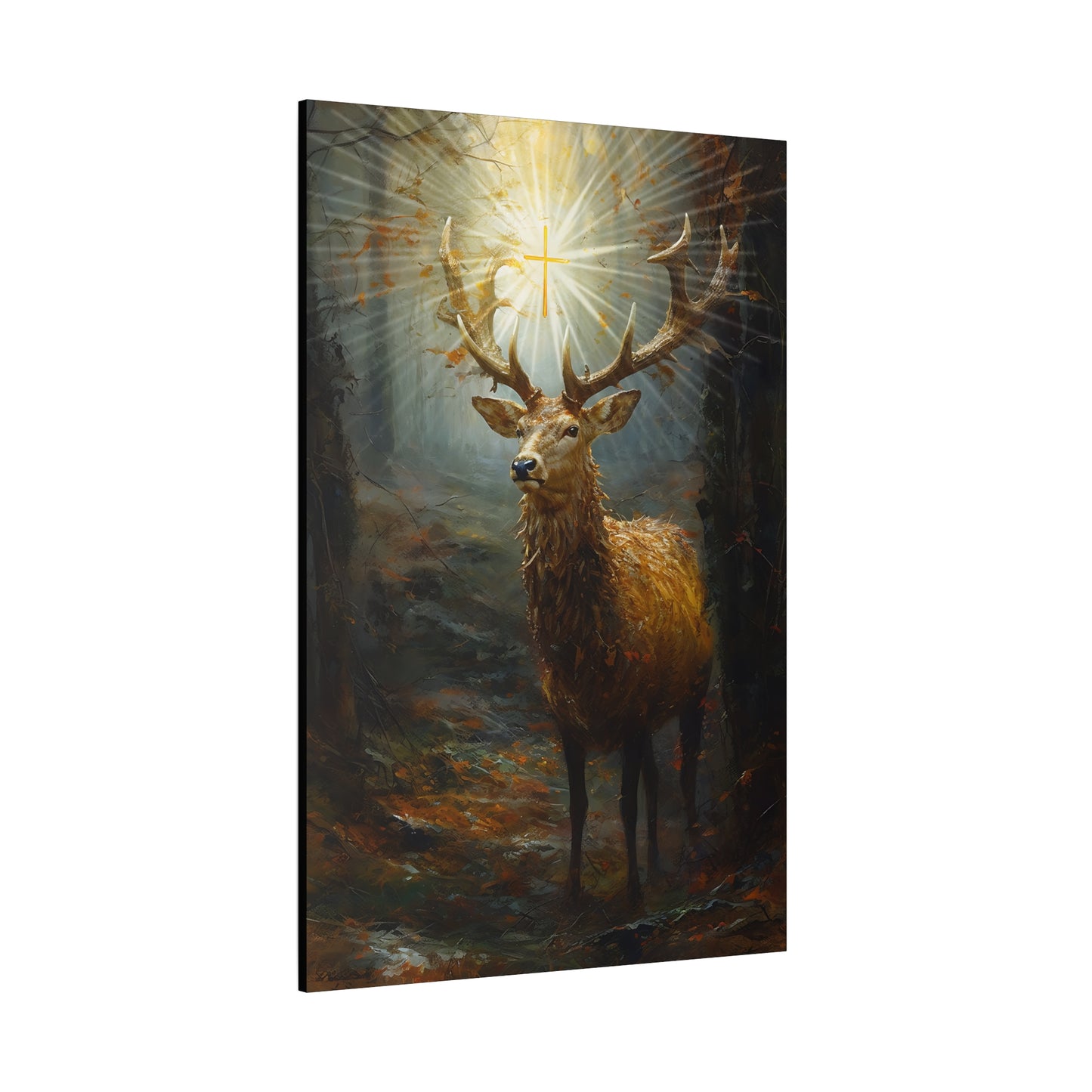 The Stag of Saint Hubert / Saint Hubertus Stag - Museum Wrapped Canvas - Sanctified Souls Print - Religious Art for your Home