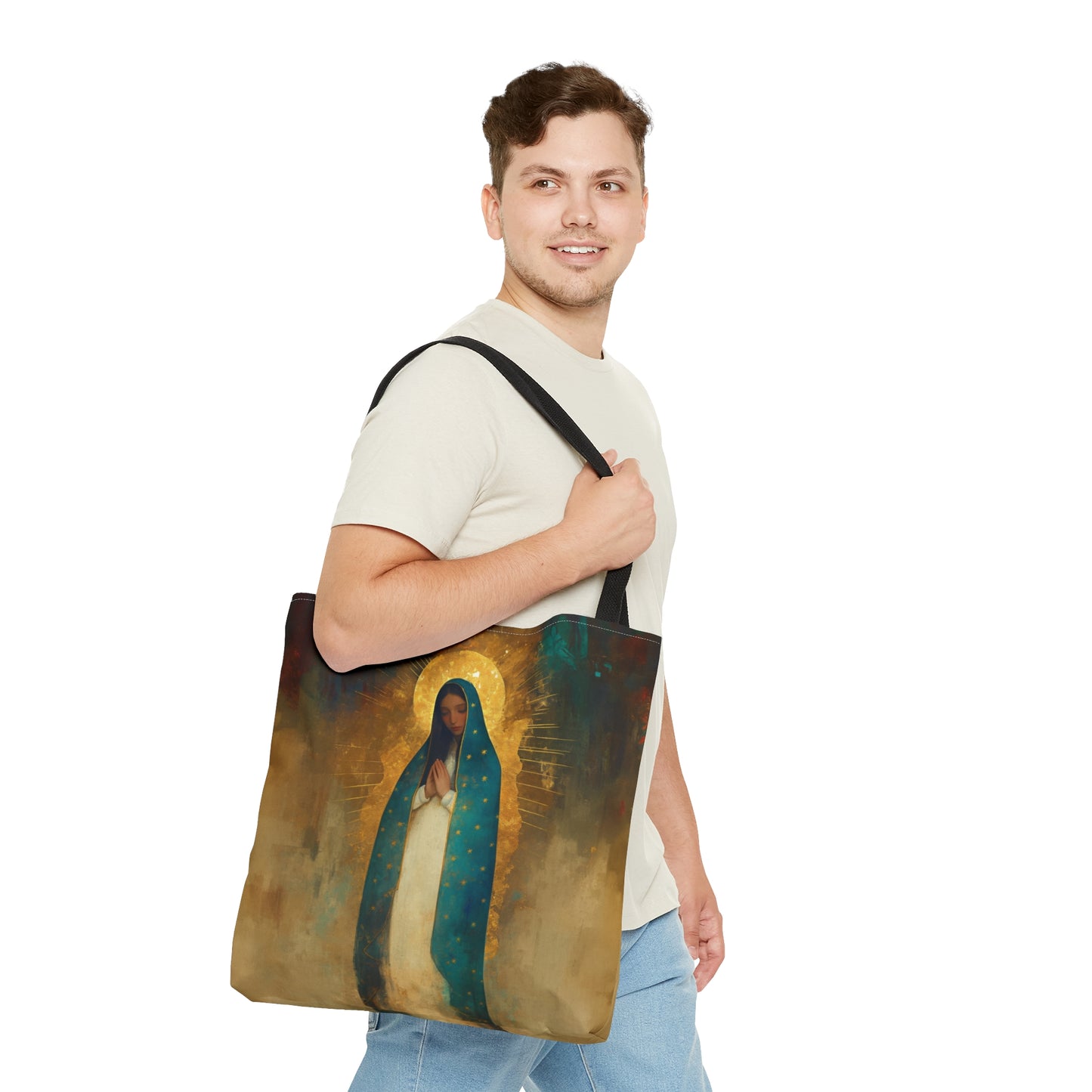 Flower of the new World - Our Lady of Guadalupe Tote Bag - Large Medium Small Faith Art Bag - Catholic Faith Purse - Double Sided