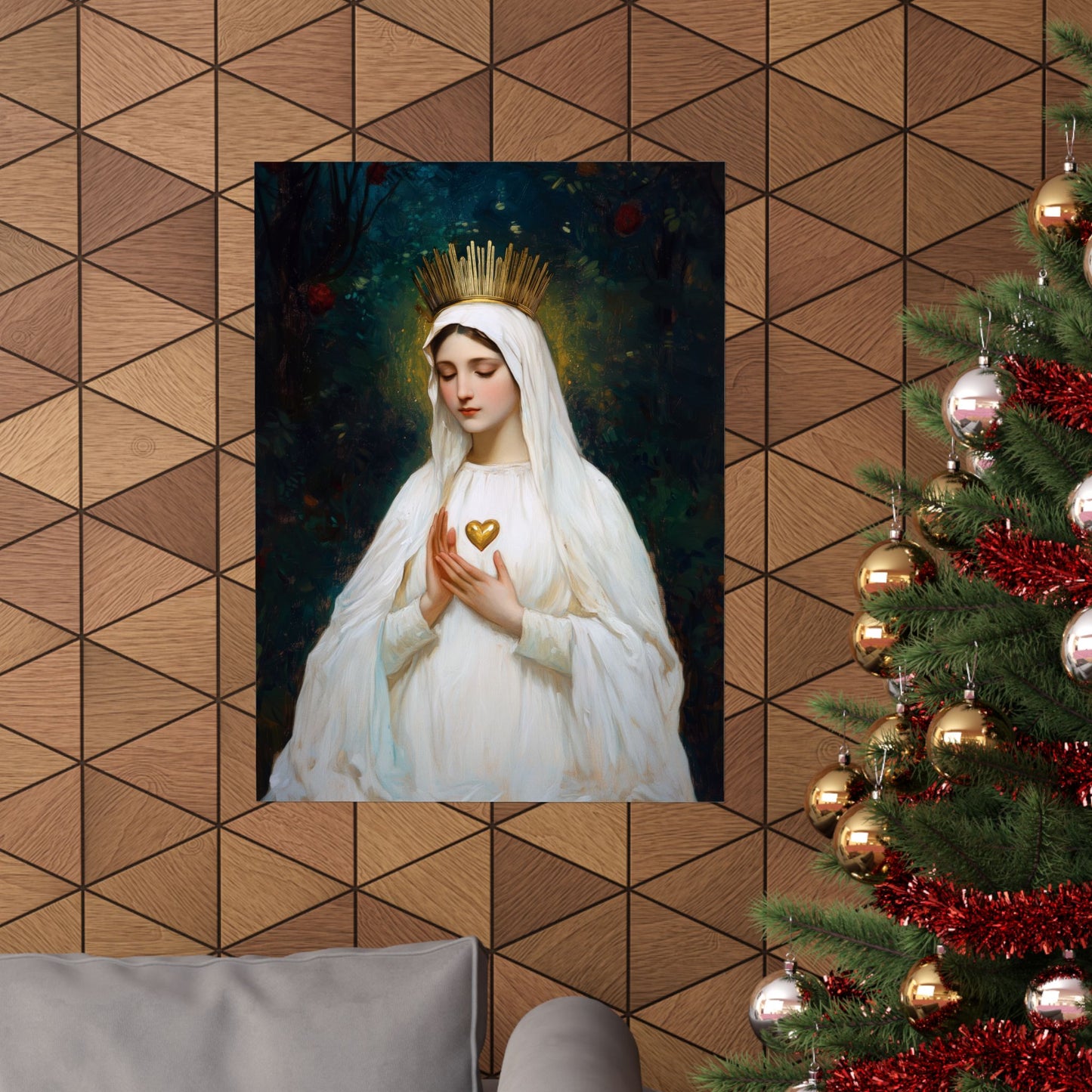 Our Lady of Beauraing - Our Lady of the Golden Heart - Marian Art - Sanctified Souls Print - Multiple Sizes - Premium Vertical Posters