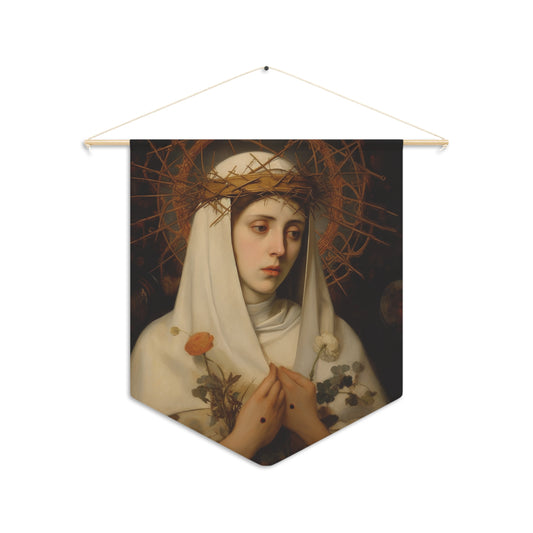 Saint Catherine of Siena Wall Banner / Wall Hanging - Prayer room art - Catholic - Large Saint Art - 18" x 21"