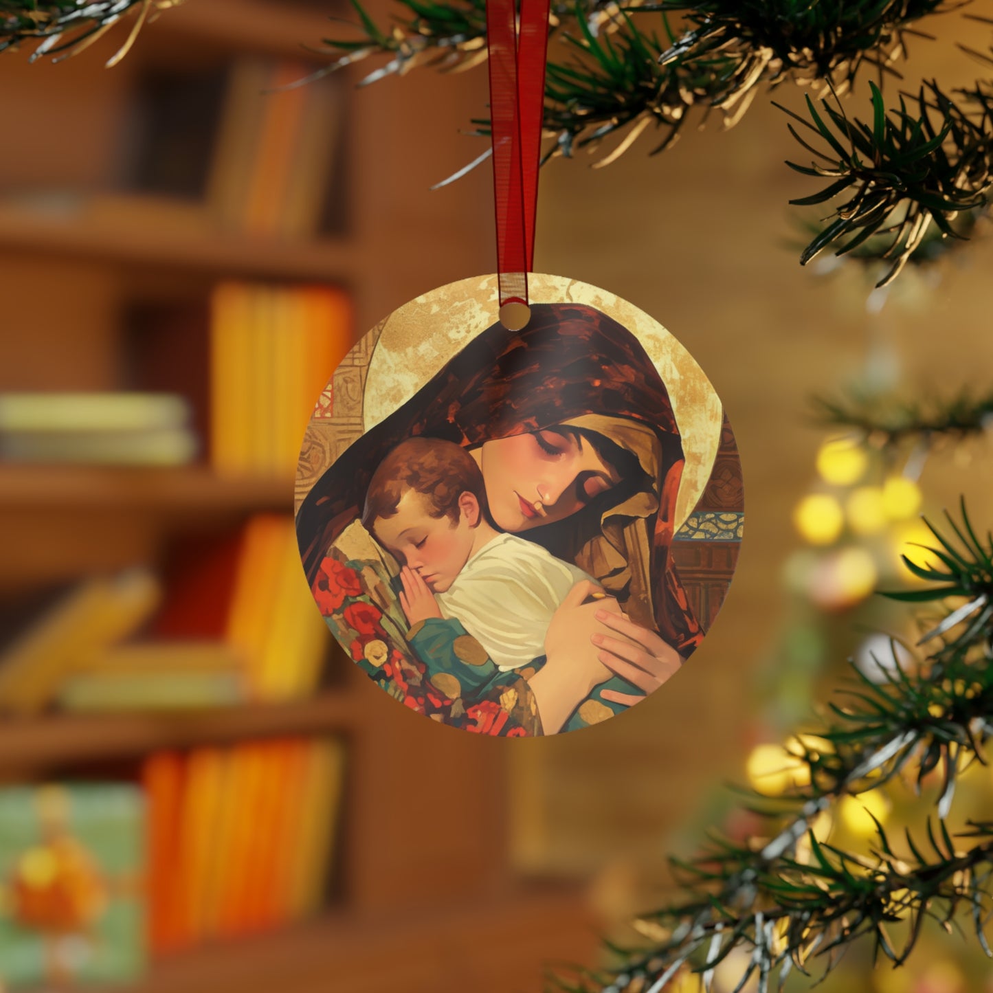 Mary, Mother of God - Divine Mother Metal Ornament - Religious Holiday Christmas Ornament and Keepsake - Catholic Keepsake