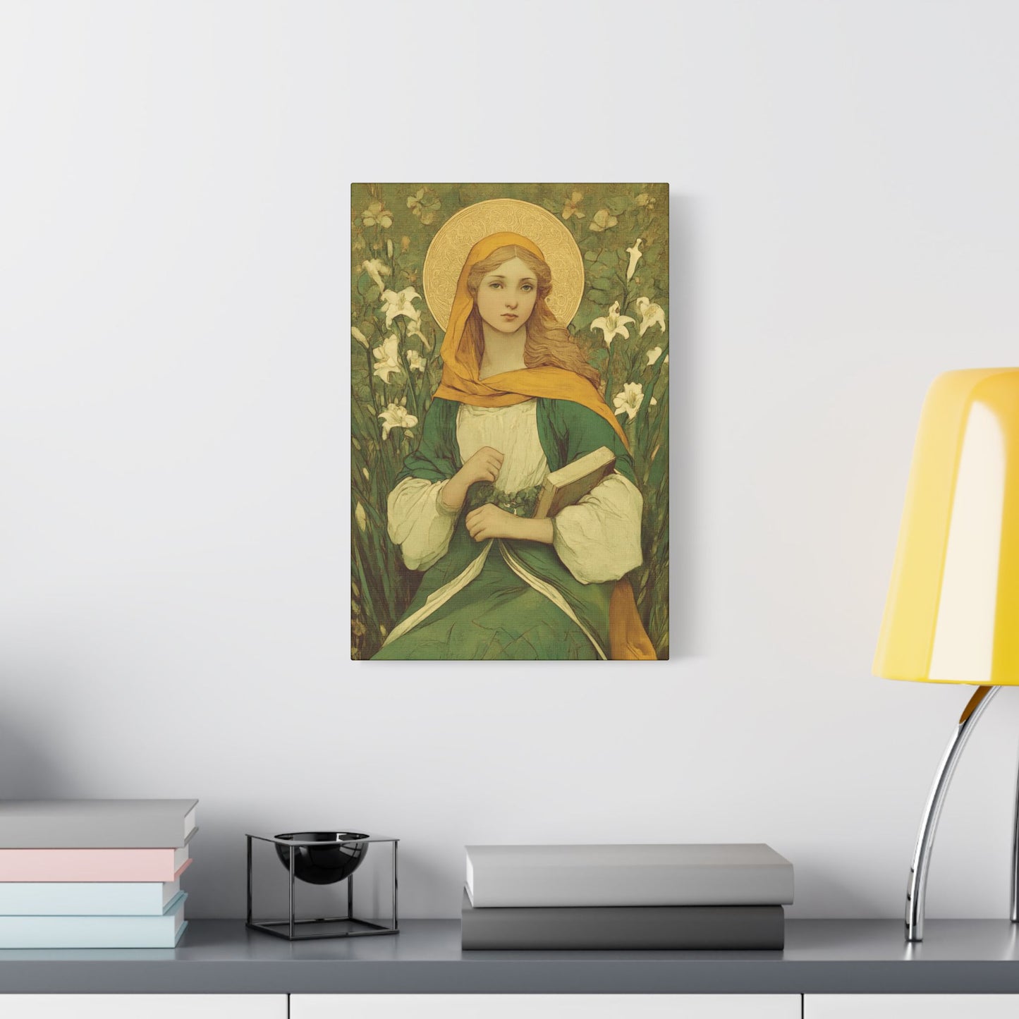 Saint Dymphna - Museum Wrapped Canvas - Sanctified Souls Print - Religious Art for your Home