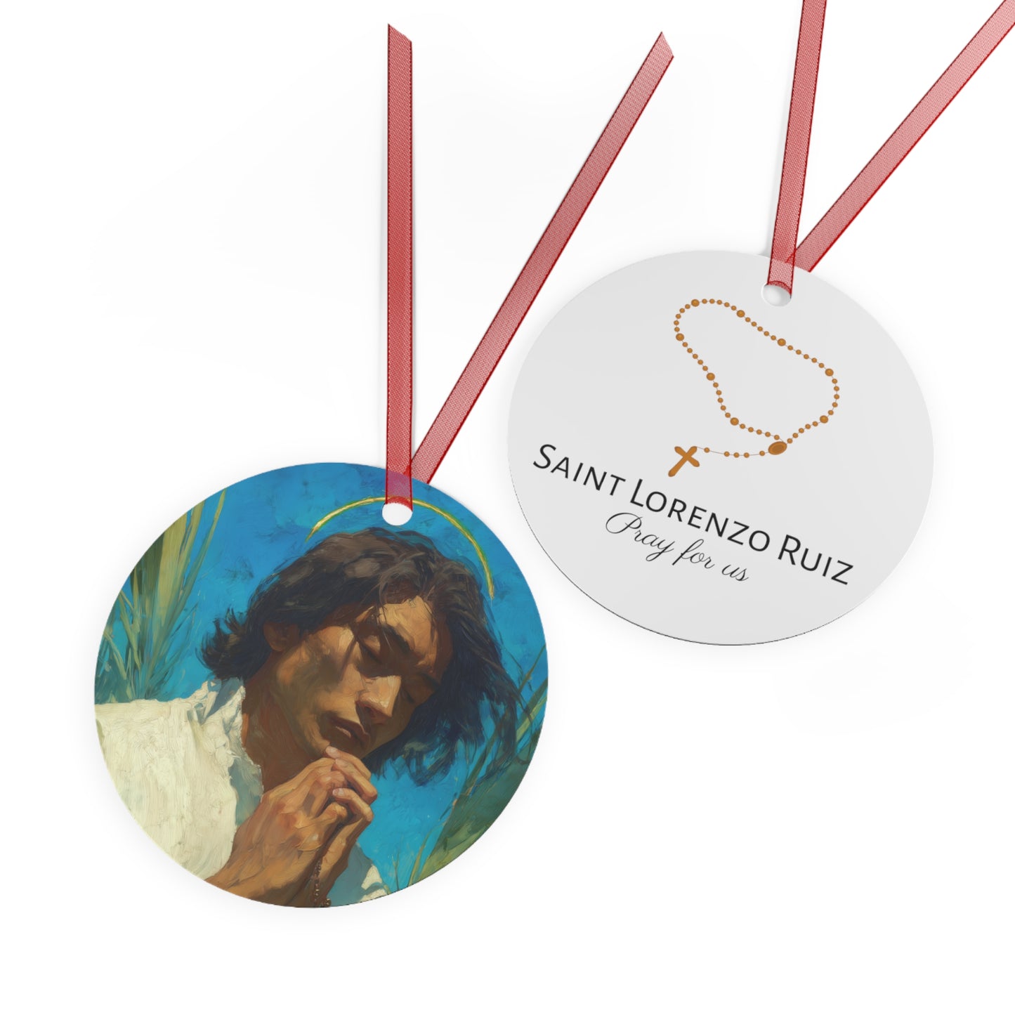 Saint Lorenzo Ruiz Metal Ornament - Religious Holiday Christmas Ornament and Keepsake - Prayer Ornament - Catholic Gift