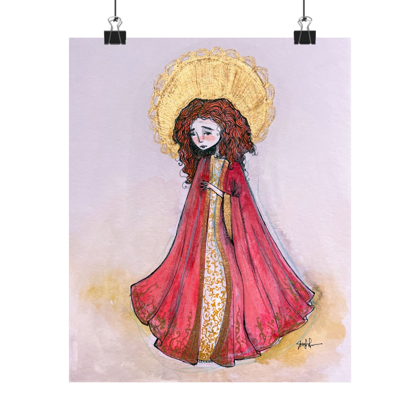 Saint Bibiana Hand-Drawn Catholic Art Print | Christian Devotional Wall Art | Sanctified Solocosmo Religious Poster