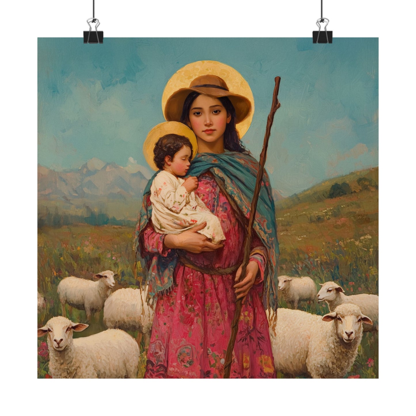 Divina Pastora - Divine Shepherdess - Marian Title - Mother Mary - Sanctified Souls Print - Multiple Sizes - Premium Matte Vertical Posters