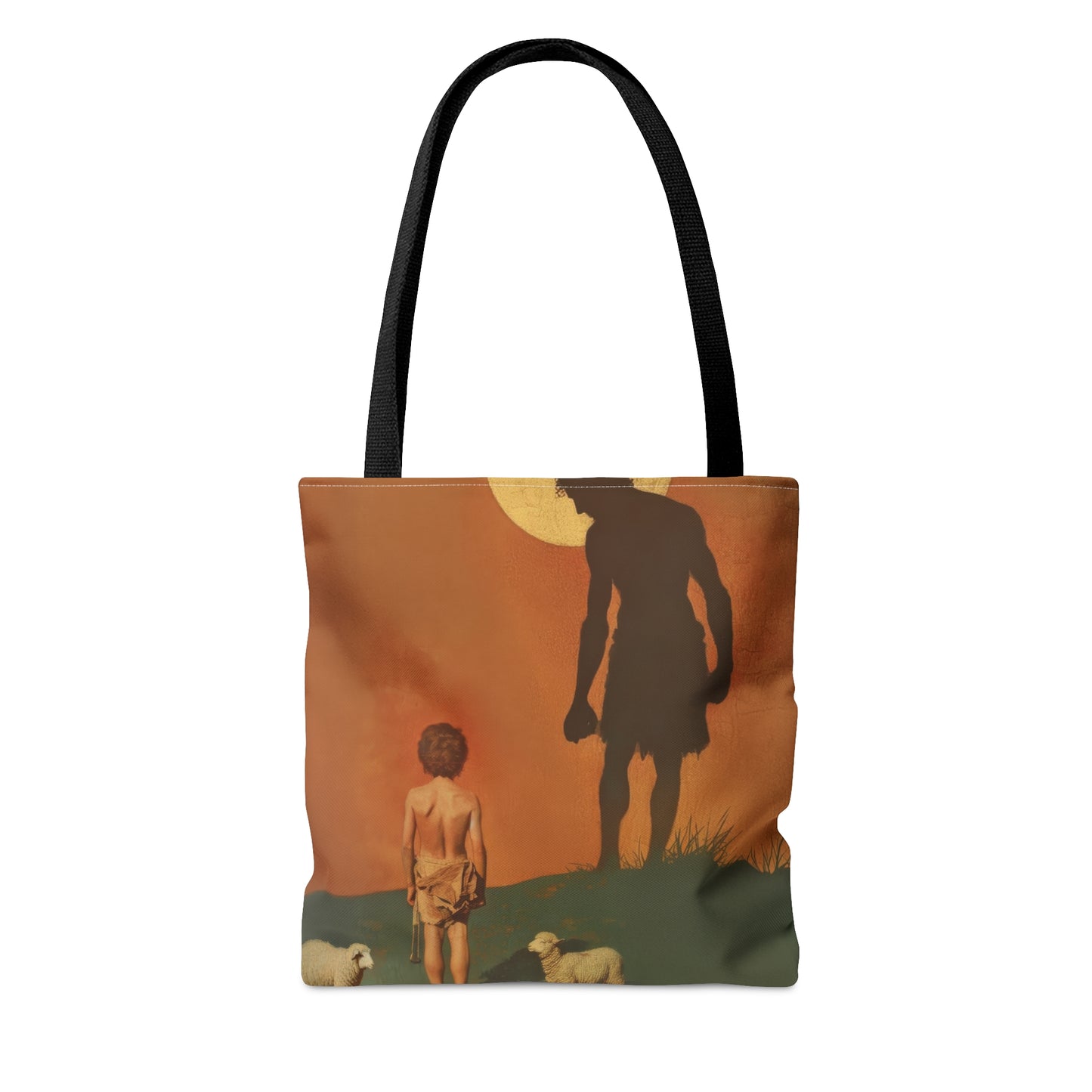 The Victor Had No Sword - David and Goliath  Tote Bag - Large Medium Small Faith Art Bag - Bible Study Faith Purse - Double Sided