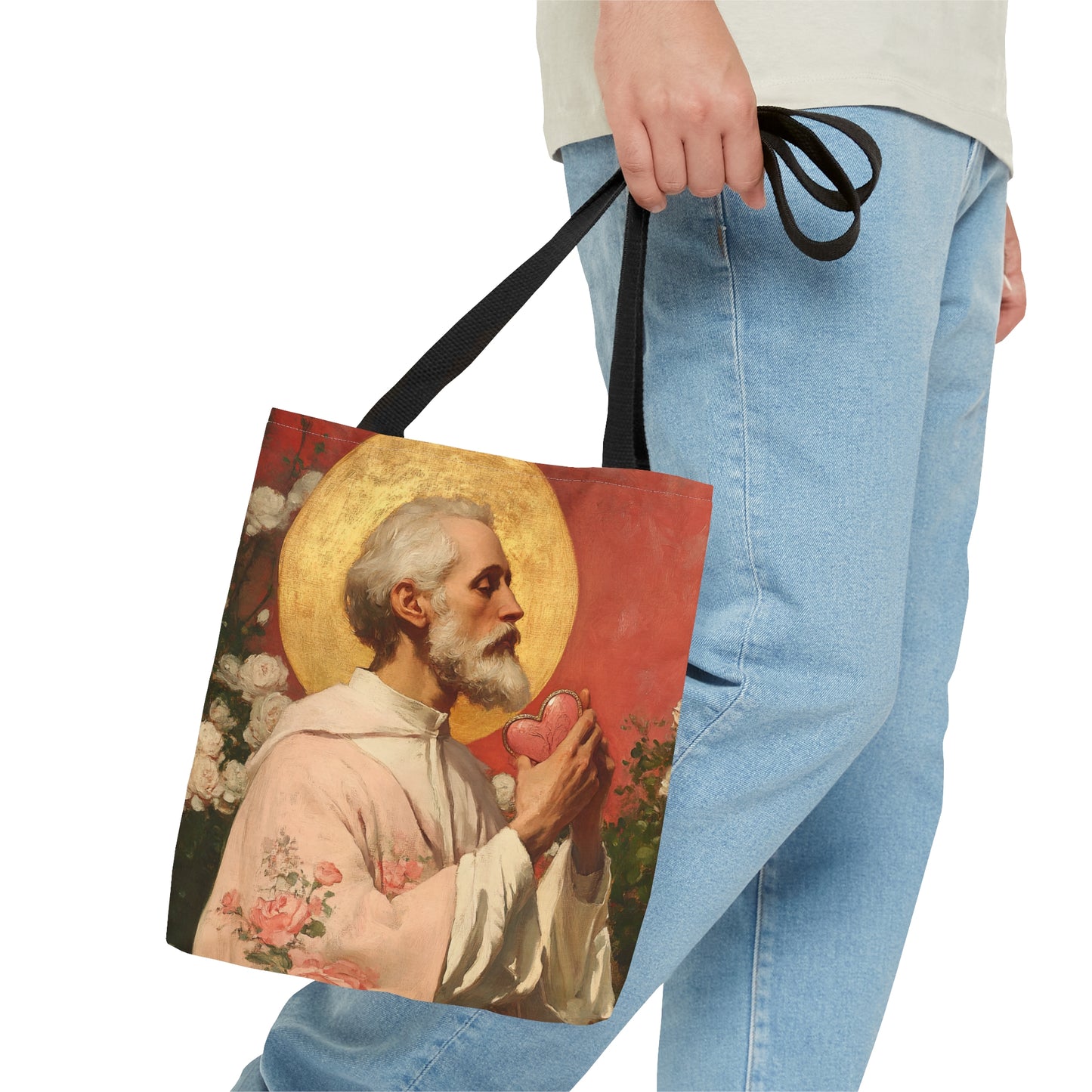 Saint Valentine - Tote Bag - Large Medium Small Faith Art Bag - Bible Study Faith Purse - Double Sided Prayer Tote