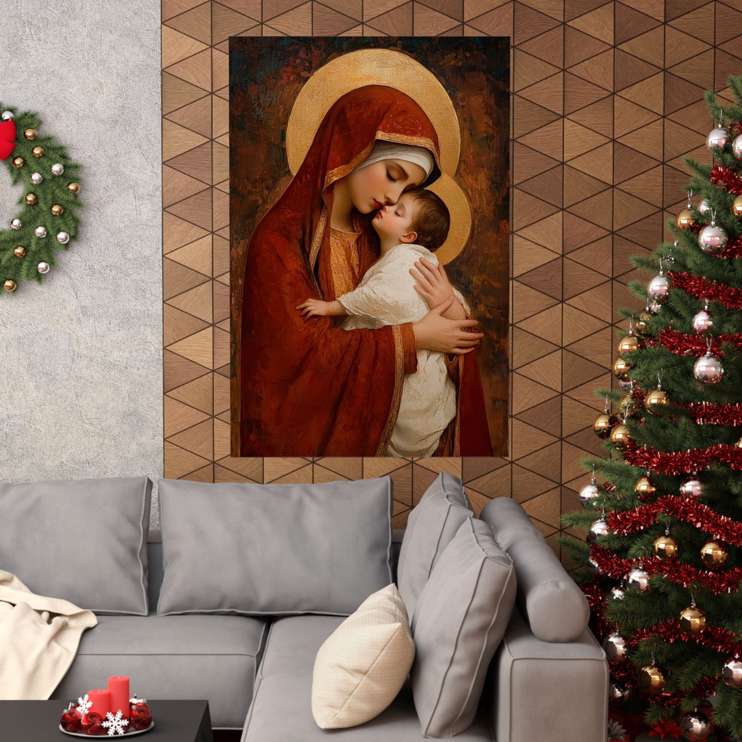 Our Lady of Tenderness - Mother Mary and the Christ Child - Marian Art - Sanctified Souls Print - Multiple Sizes - Premium Vertical Posters