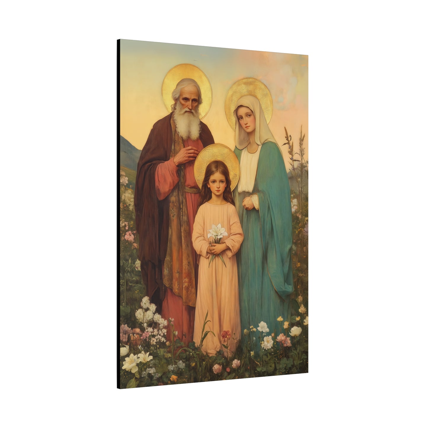Saints Joachim and Anne with Young Mary - Gallery Wrapped Canvas - Print - Religious Art for your Home - Catholic Art