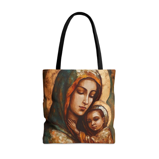 Mother's Blessing - Virgin Mary and the Christ Child Tote Bag - Large Medium Small Faith Art Bag - Re usable Tote Purse - Catholic Art Bag