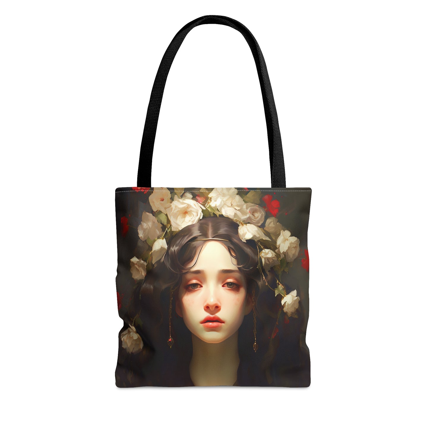 Saint FloraTote Bag - Large Medium Small Faith Art Bag - Re usable Tote Purse - Double Sided - Flowers portrait - Catholic Art Bag