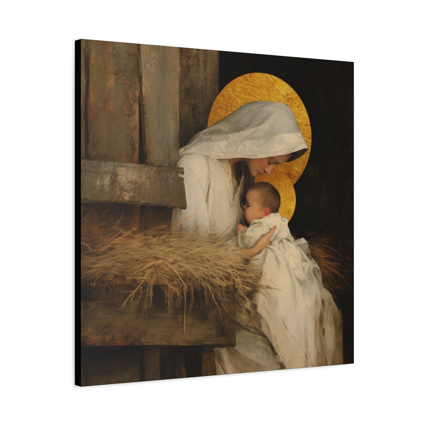 Our Lady of the Manger - Mother Mary and the Christ Child - Gallery Wrapped Canvas - Print - Religious Art for your Home - Catholic