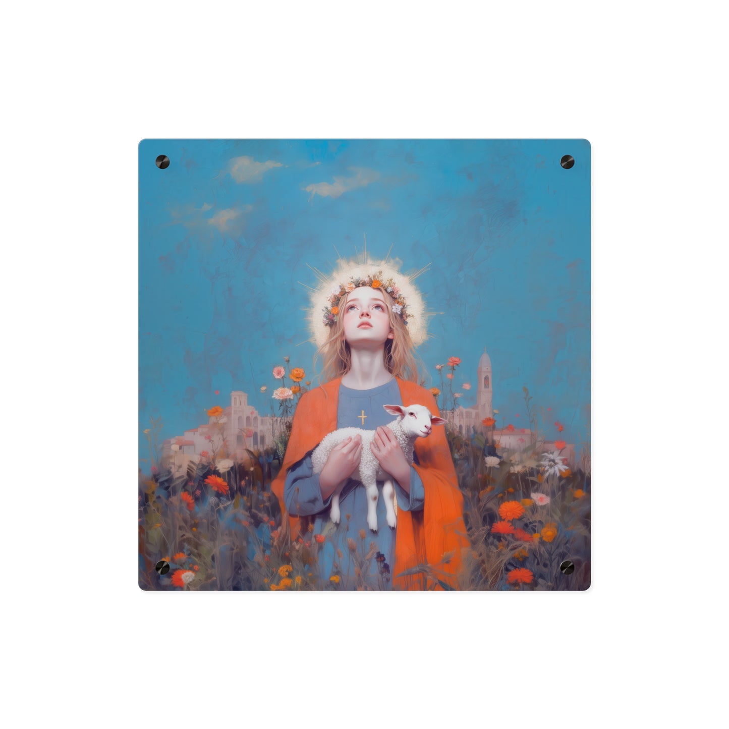 Saint Agnes of Rome Wall Art Panel - Ready to Hang Acrylic Print - Catholic Saint Art - Patron Saint Print - No Frame needed