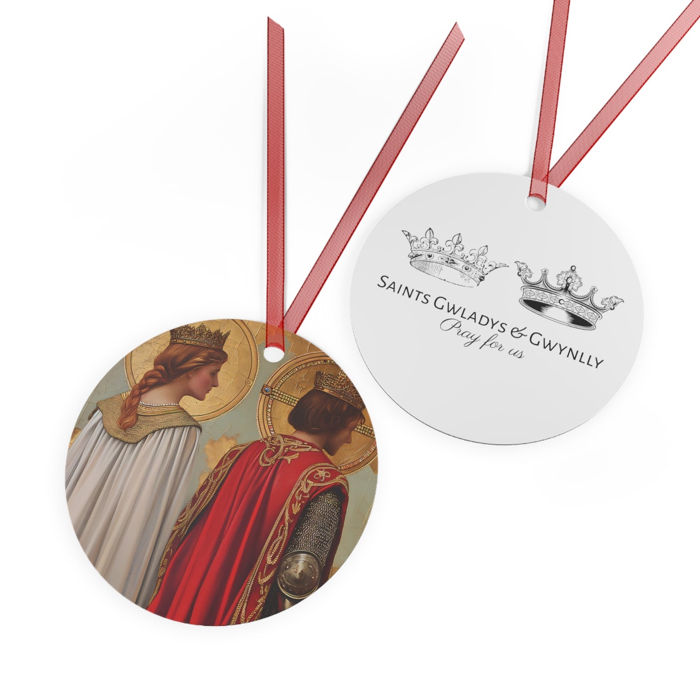 Saint Gwladys and Saint Gwynlly Metal Ornament - Religious Holiday Christmas Ornament and Keepsake - Catholic Religious Keepsake
