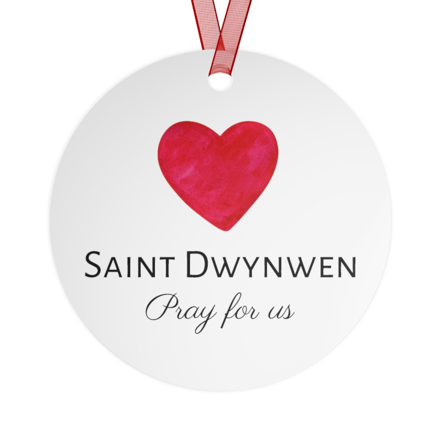 Saint Dwynwen Metal Ornament - Religious Holiday Christmas Ornament and Keepsake - Double sided - Prayer Ornament