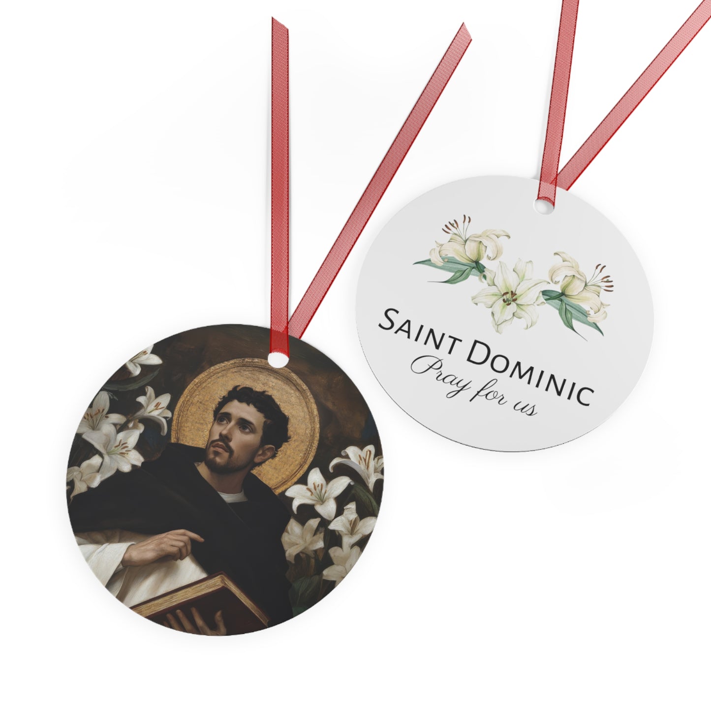 Saint Dominic Metal Ornament - Religious Holiday Christmas Ornament and Keepsake - Prayer Ornament