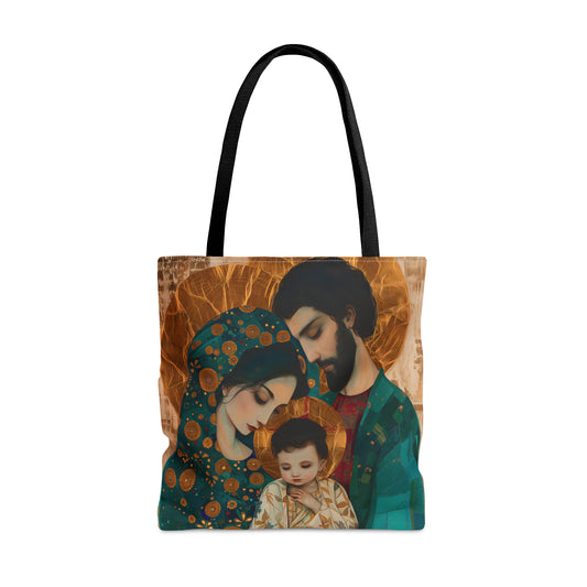 Sacred Love - Mary, Joseph, and the Infant Jesus Tote Bag - Large Medium Small Faith Art Bag - Holy Family Art purse - Double Sided