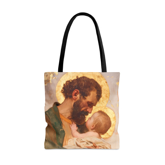 Saint Joseph, Pillar of the Holy Family - Tote Bag - Large Medium Small Faith Art Bag - Catholic Faith Purse - Double Sided