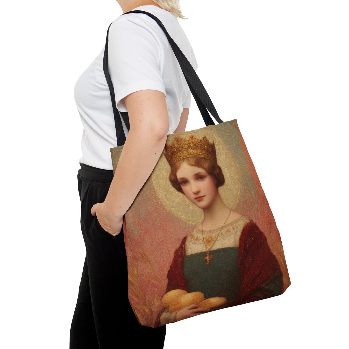 Saint Elizabeth of Hungary Tote Bag - Large Medium Small Faith Art Bag - Catholic Faith Purse - Double Sided