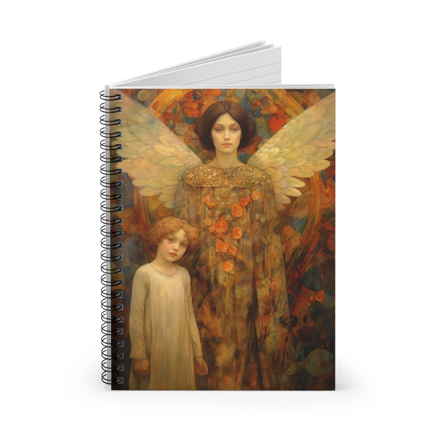 Heaven's Guardians Journal - Sanctified Souls Art - Religious Based Notebook - Spiral Notebook - Ruled Line - Guardian Angel Print Book