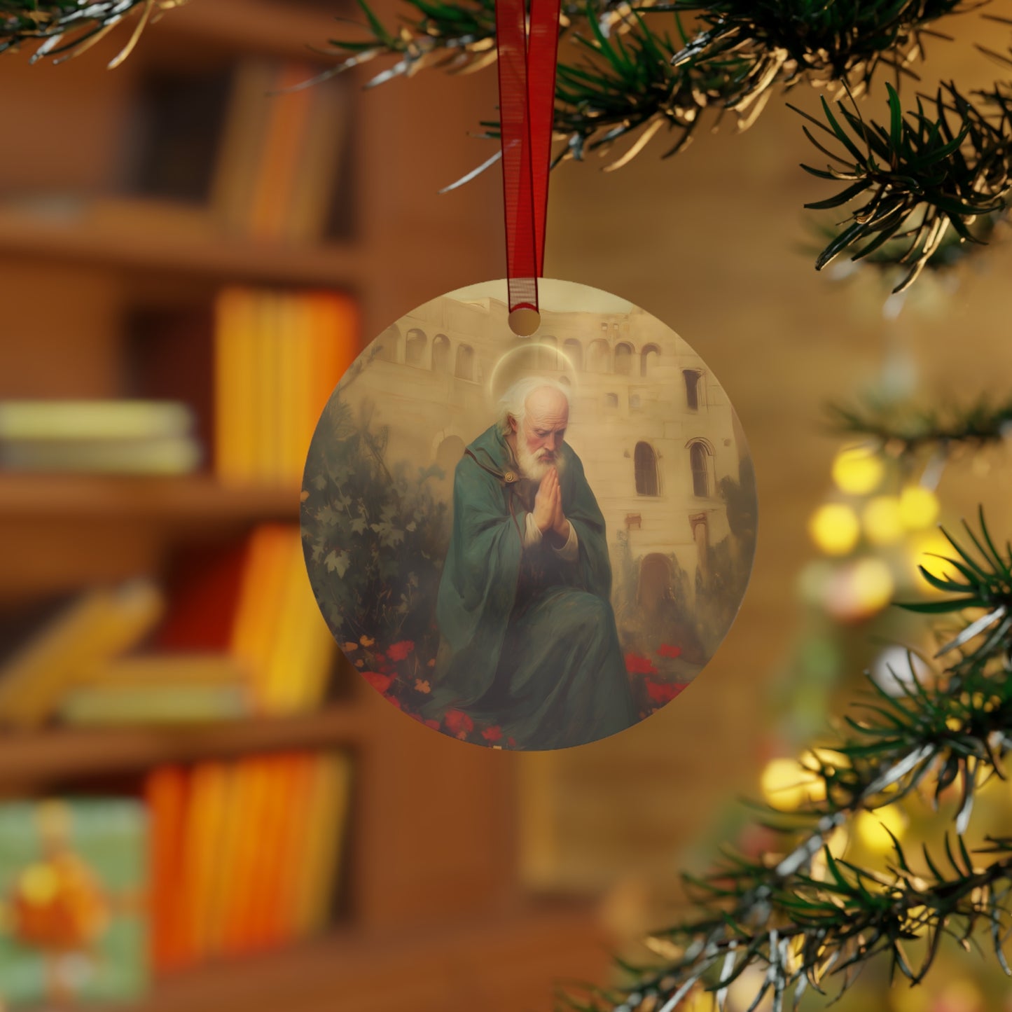 Saint Cyprian Metal Ornament - Religious Holiday Christmas Ornament and Keepsake - Prayer Ornament - Catholic Gift