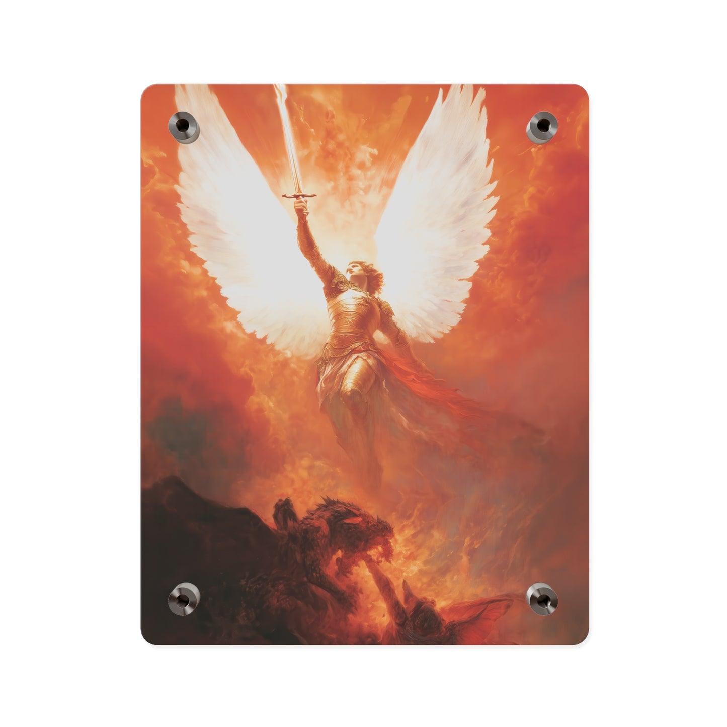 Saint Michael the Archangel  Wall Art Panel - Ready to Hang Acrylic Print - Catholic Saint Art - Patron Saint Print - No Frame needed