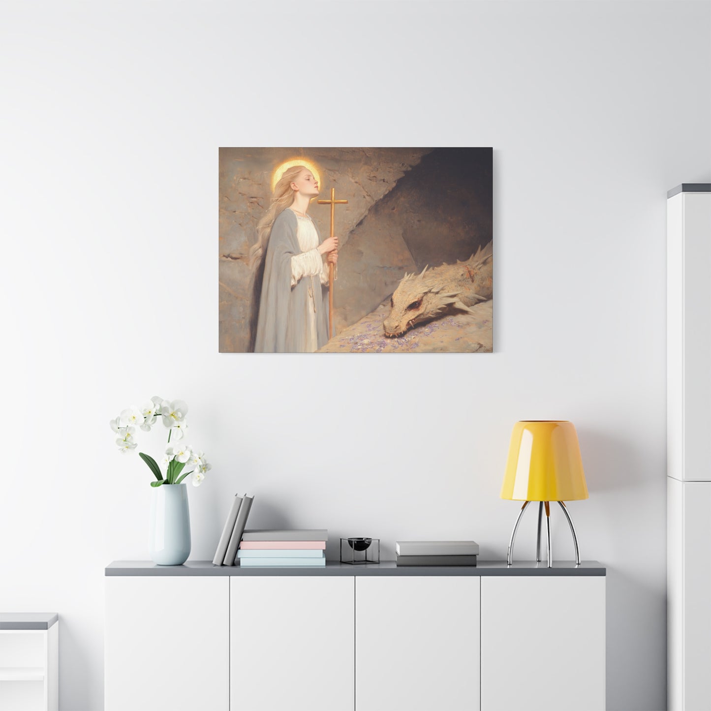 Saint Margaret of Antioch -  Museum Wrapped Canvas - Sanctified Souls Print - Religious Art for your Home - Catholic Patron Saint Art