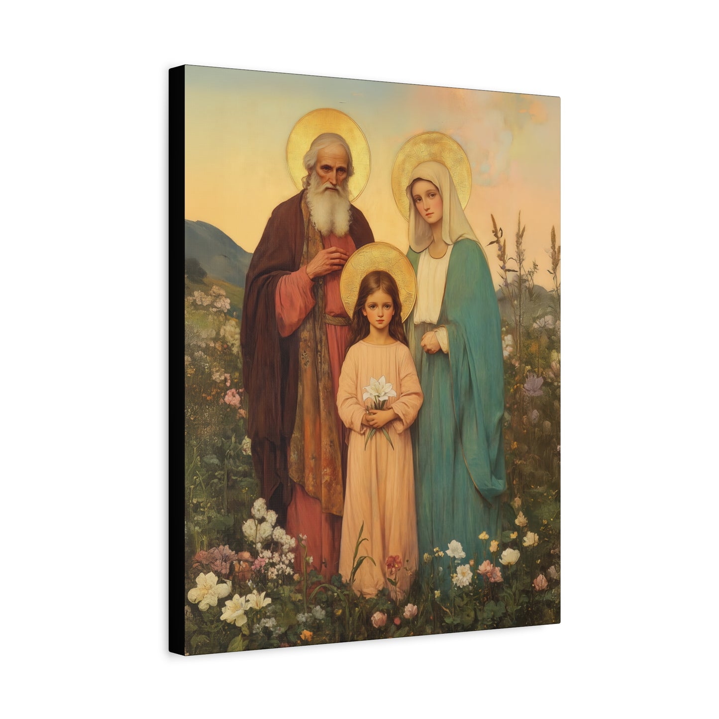 Saints Joachim and Anne with Young Mary - Gallery Wrapped Canvas - Print - Religious Art for your Home - Catholic Art